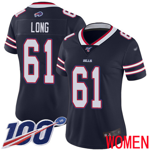 Women Buffalo Bills #61 Spencer Long Limited Navy Blue Inverted Legend 100th Season NFL Jersey->buffalo bills->NFL Jersey